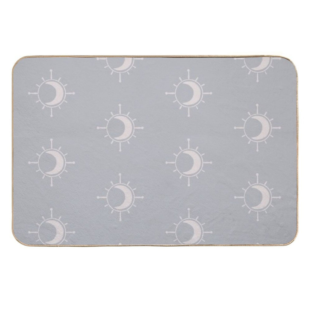 Cosmic Sun And Moon Design Soft Aesthetic In Muted Colors Stone Blue  Long-Lasting Bath Mat