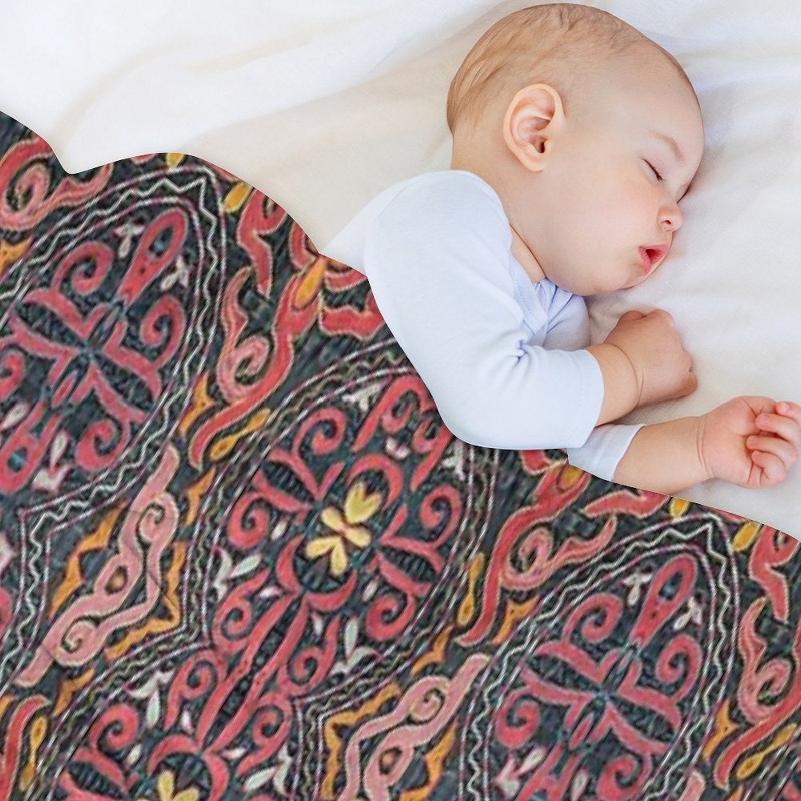 Red And Yellow Design Textile Art Premium Throw Blanket