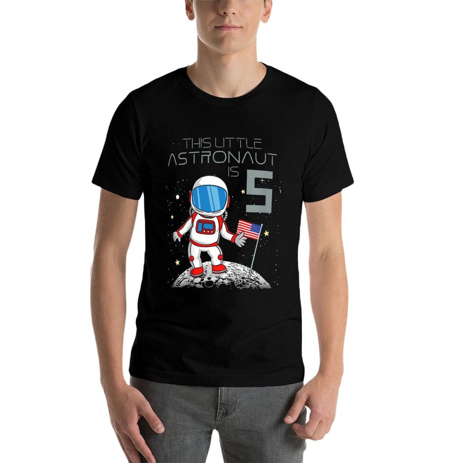 Kids 5th Birthday Astronaut Boys Gift 5 Year Old Space Geek  Stretchy T-Shirt