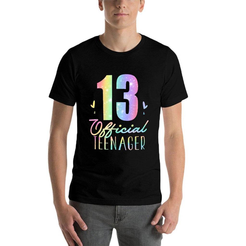 13 Officialnager Thirteen Year Old Tie Dye 13th Birthday  Ribbed Collar T-Shirt
