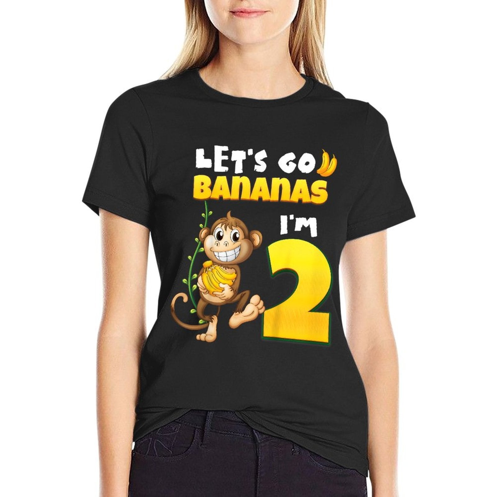 Kids Let's Go Bananas I'm 2 Zoo Animal Jungle Safari 2nd Birthday  Easy-care T-Shirt
