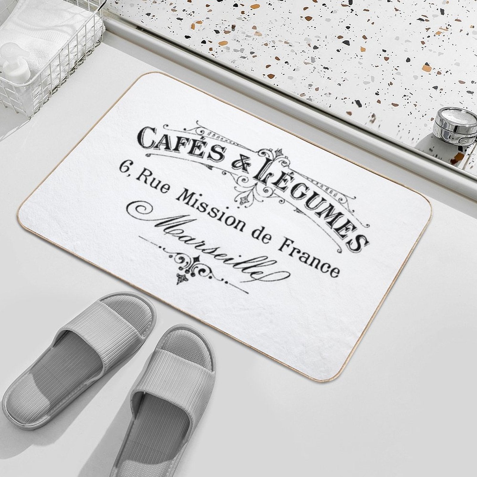 French Cafe & Lemgumes  Stain-Proof Bath Mat