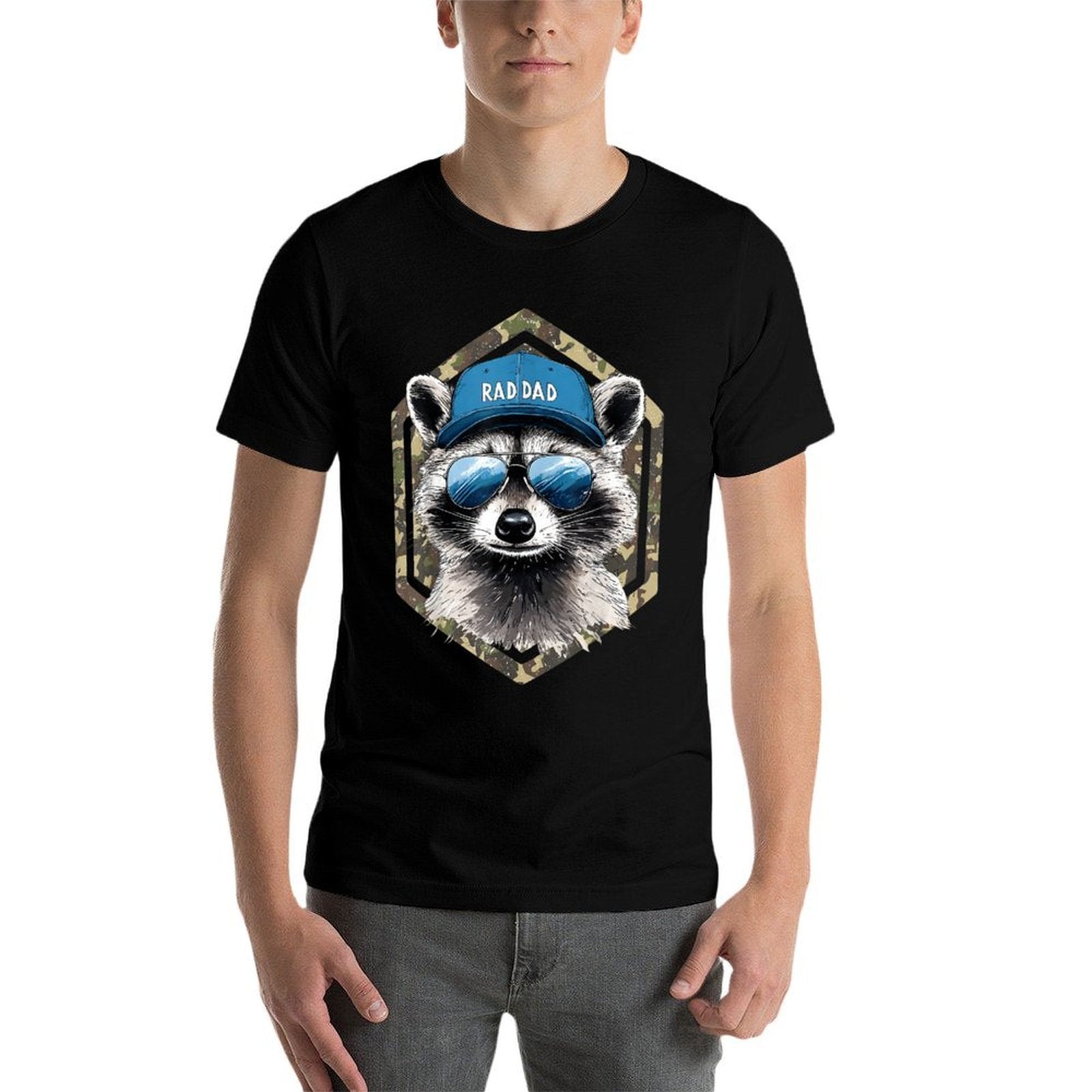 Rad Dad Camo Dad Retro Fathers Day Funny Raccoon  Slim-fit Cut T-Shirt