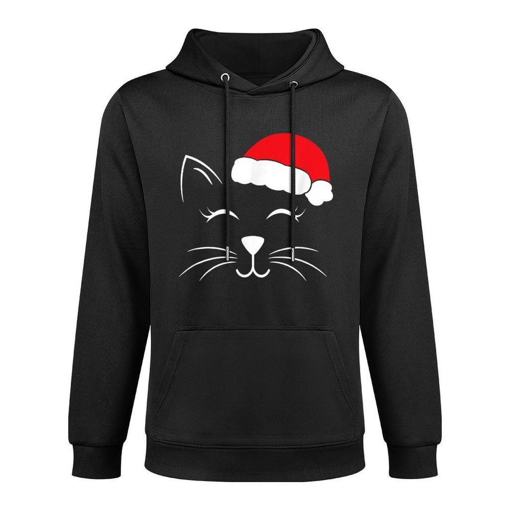 Cute Santa Cat Lover Christmas Men Women Kids Shrink-Resistant Hoodie