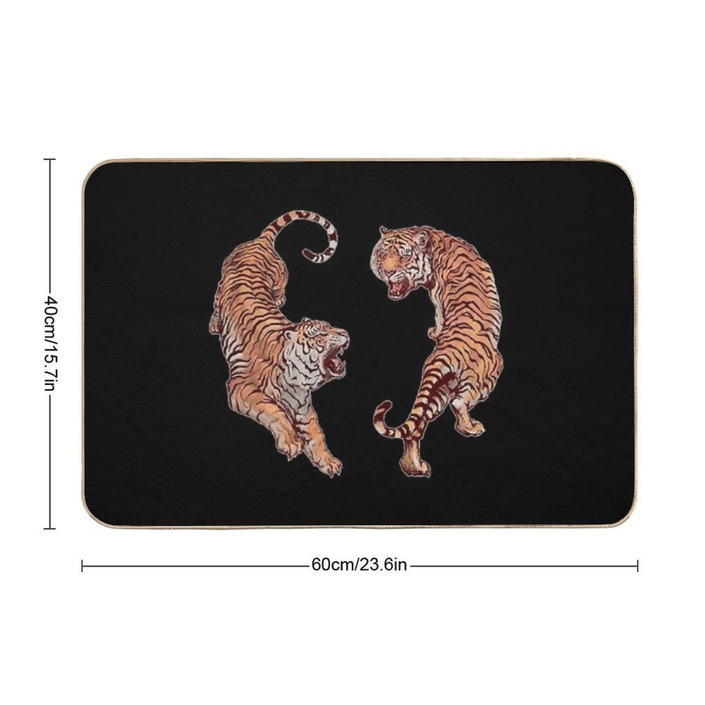 Year of The Tiger Happy Chinese New Year Yin Yang Tigers  Anti-Trip Bath Mat