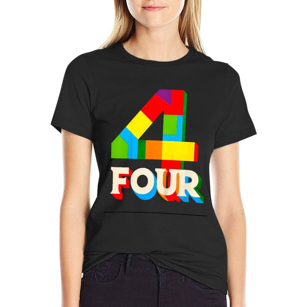 Kids Age 4 Four Year Old Boys 4yr 4th Birthday Toddler Happy Bday  Slim-fit Cut T-Shirt