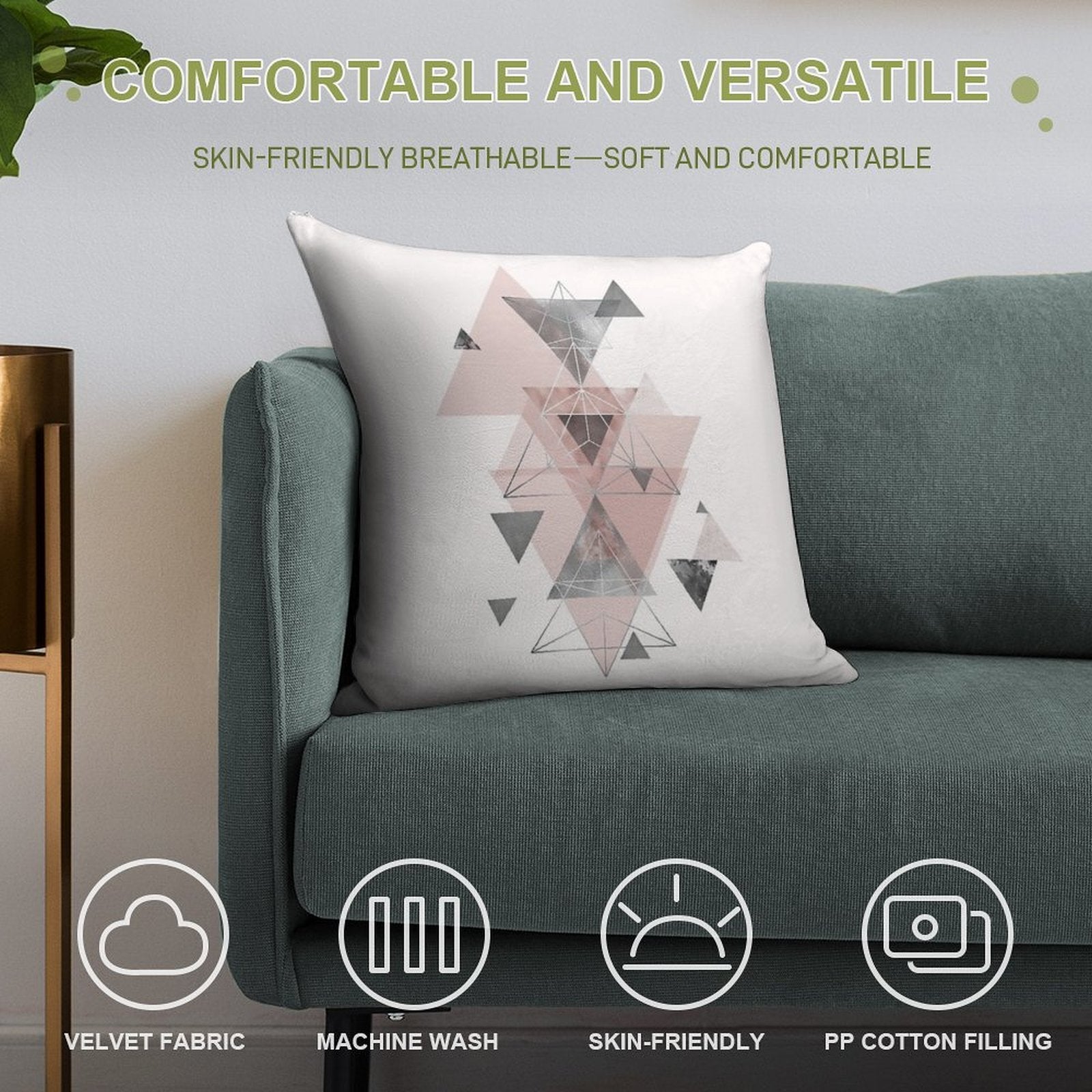 Abstract Geo in Blush Pink And Grey Soft Multiple Sizes Throw Pillow
