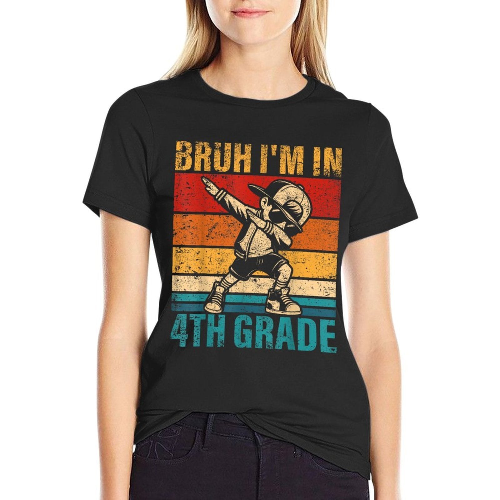 Fourth Grade Dabbing Boy Bruh Im in 4th Grade Student  Wrinkle-resistant T-Shirt