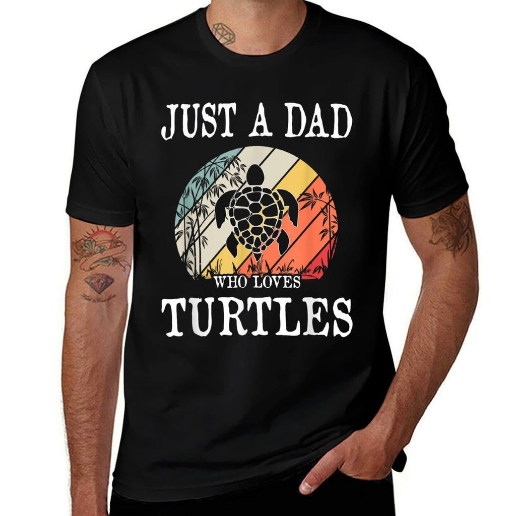 Just A DAD Who Loves Turtles  Oversized Silhouette T-Shirt