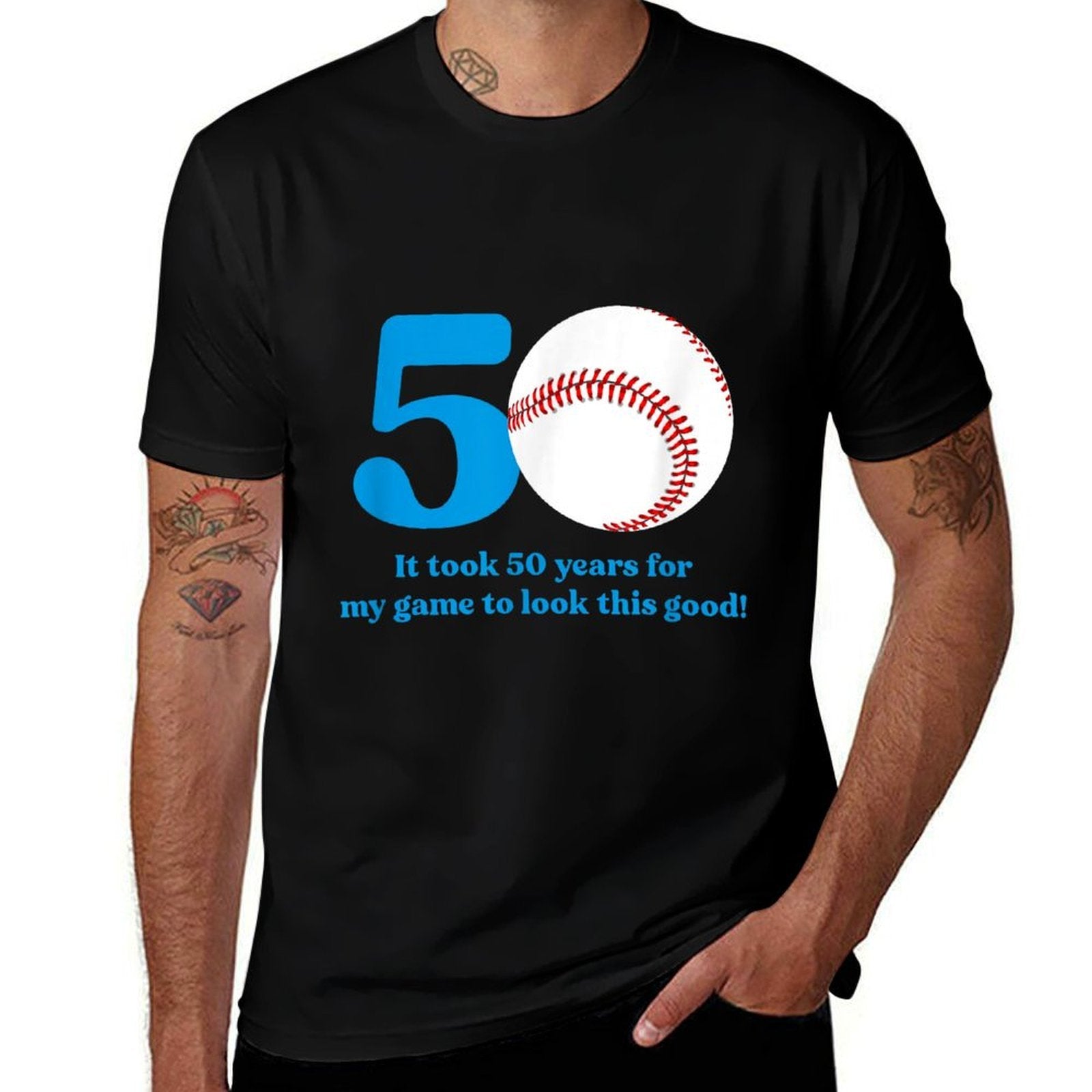 50 Year Old Baseball Player 50th Birthday  Wrinkle-resistant T-Shirt
