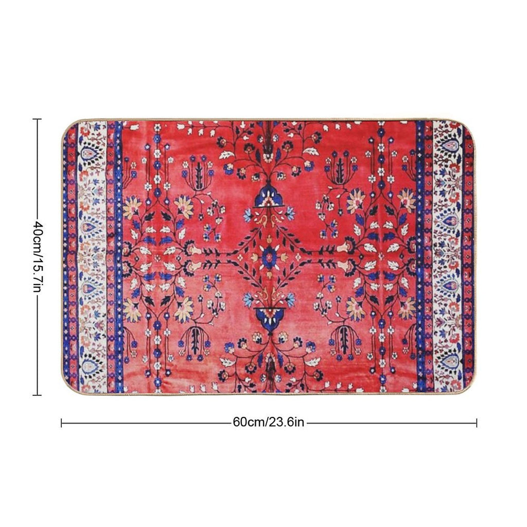 Antique Tabriz Persian Rug Print With Red Field  Slip-Resistant Bath Mat