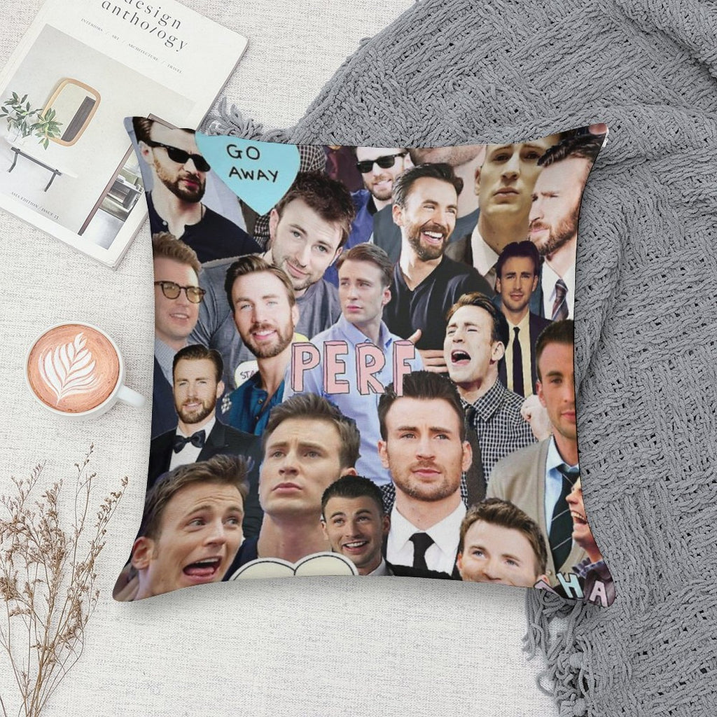 Chris Evans Collage Soft Home Decor Throw Pillow