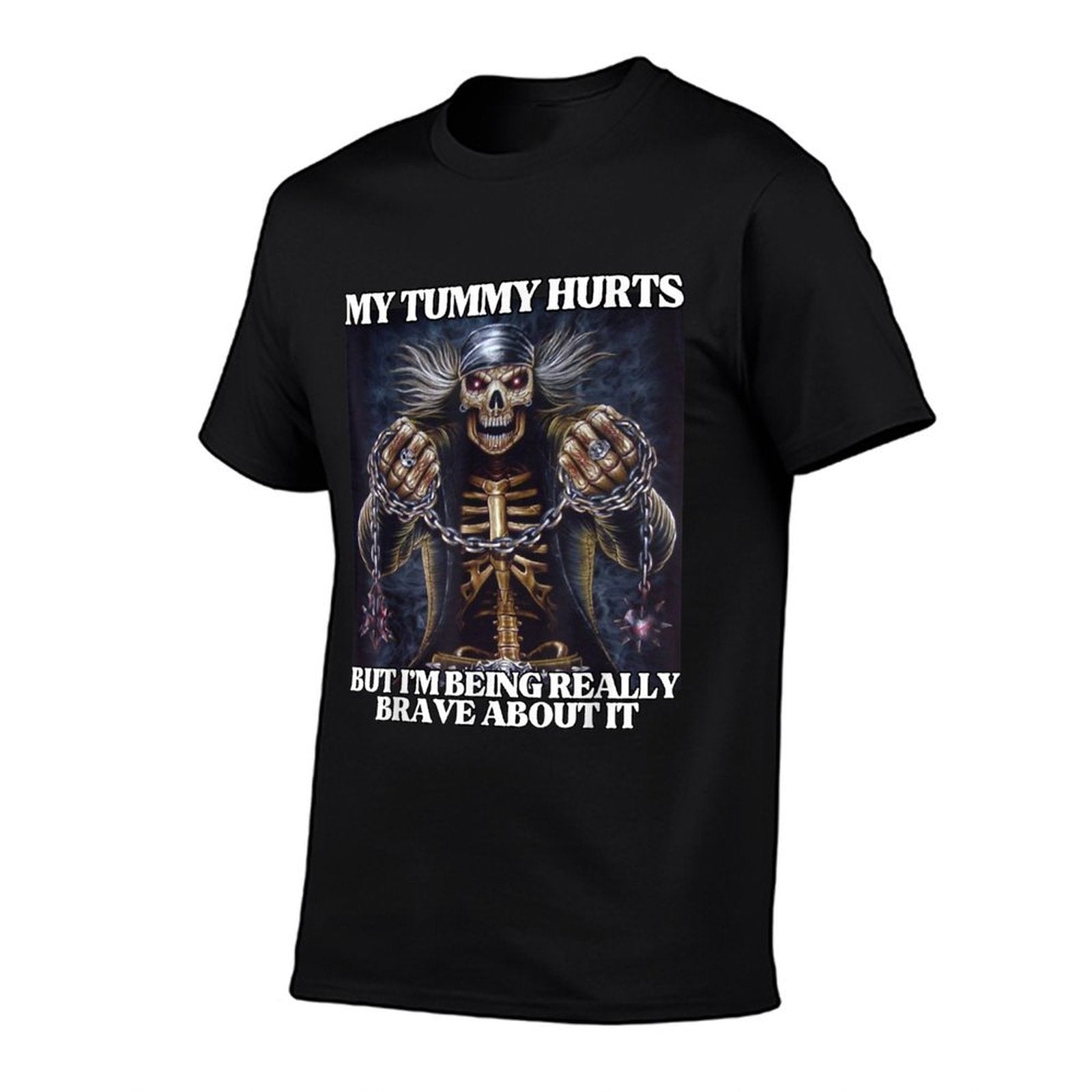 My Tummy Hurts But Im Being Brave Funny Hard Skeleton Meme  Heathered Texture T-Shirt