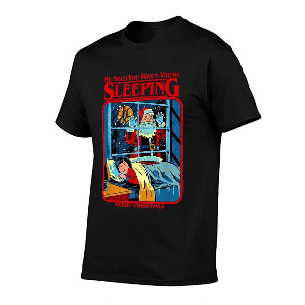 Steven Rhodes Santa Claus Sees You Retro Dark Humor  Vintage-inspired T-Shirt