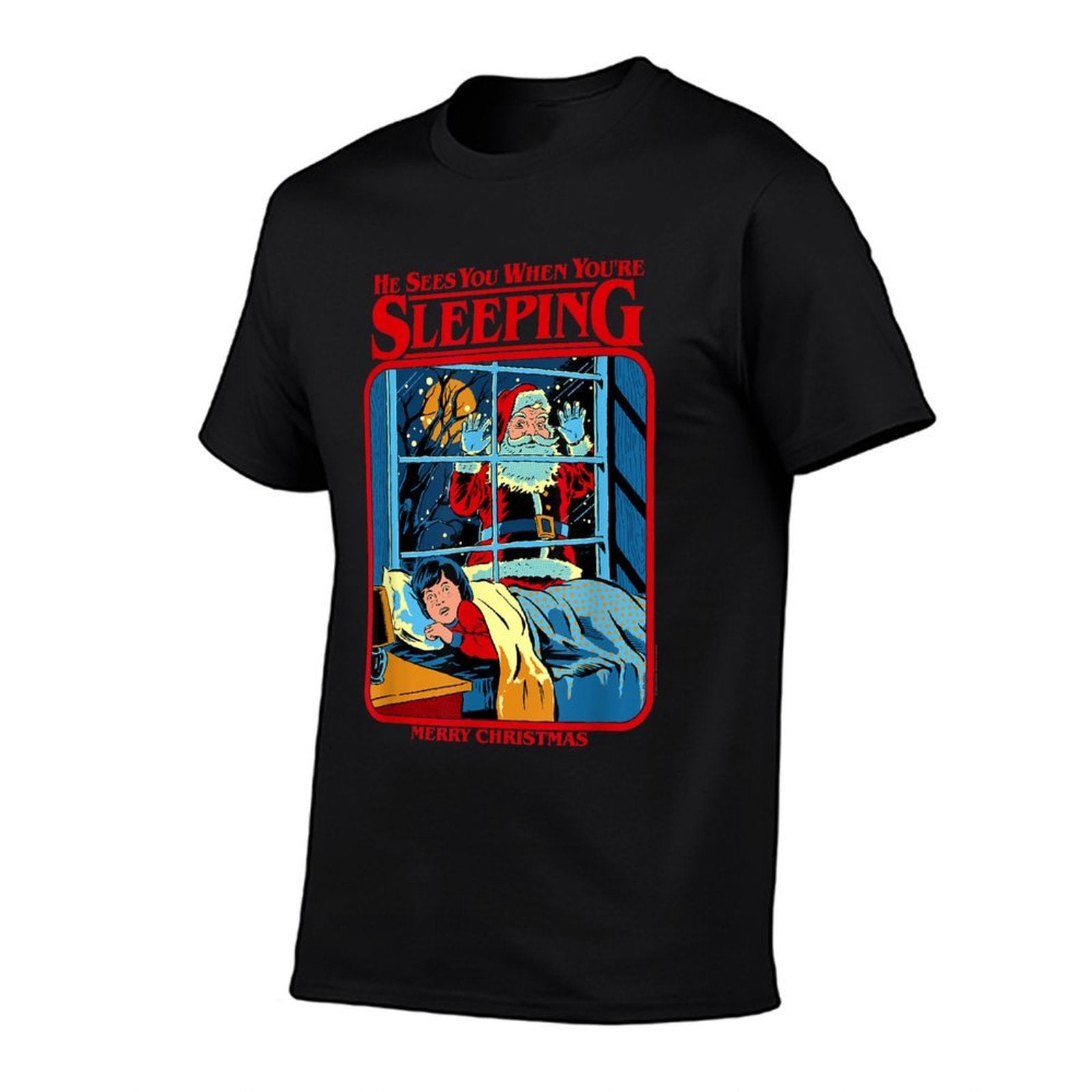Steven Rhodes Santa Claus Sees You Retro Dark Humor  Vintage-inspired T-Shirt