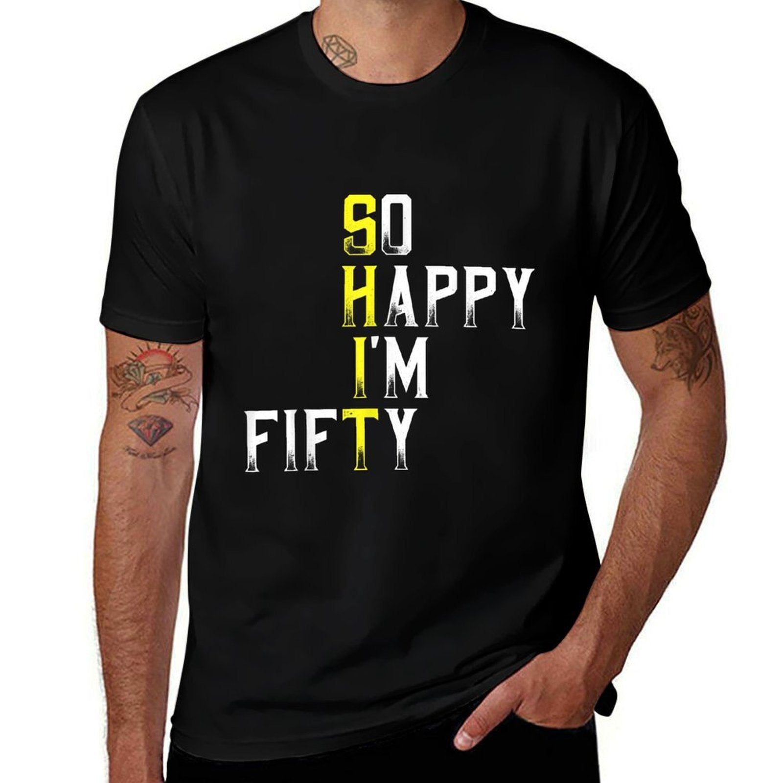 So Happy I'm Fifty Years Old Adult Funny 50th Birthday Gift  Heathered Texture T-Shirt
