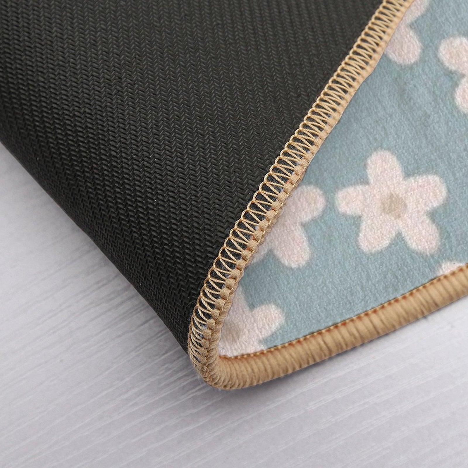 Spring Floral Daisy Print in Pastel Blue  Pet-Safe Bath Mat