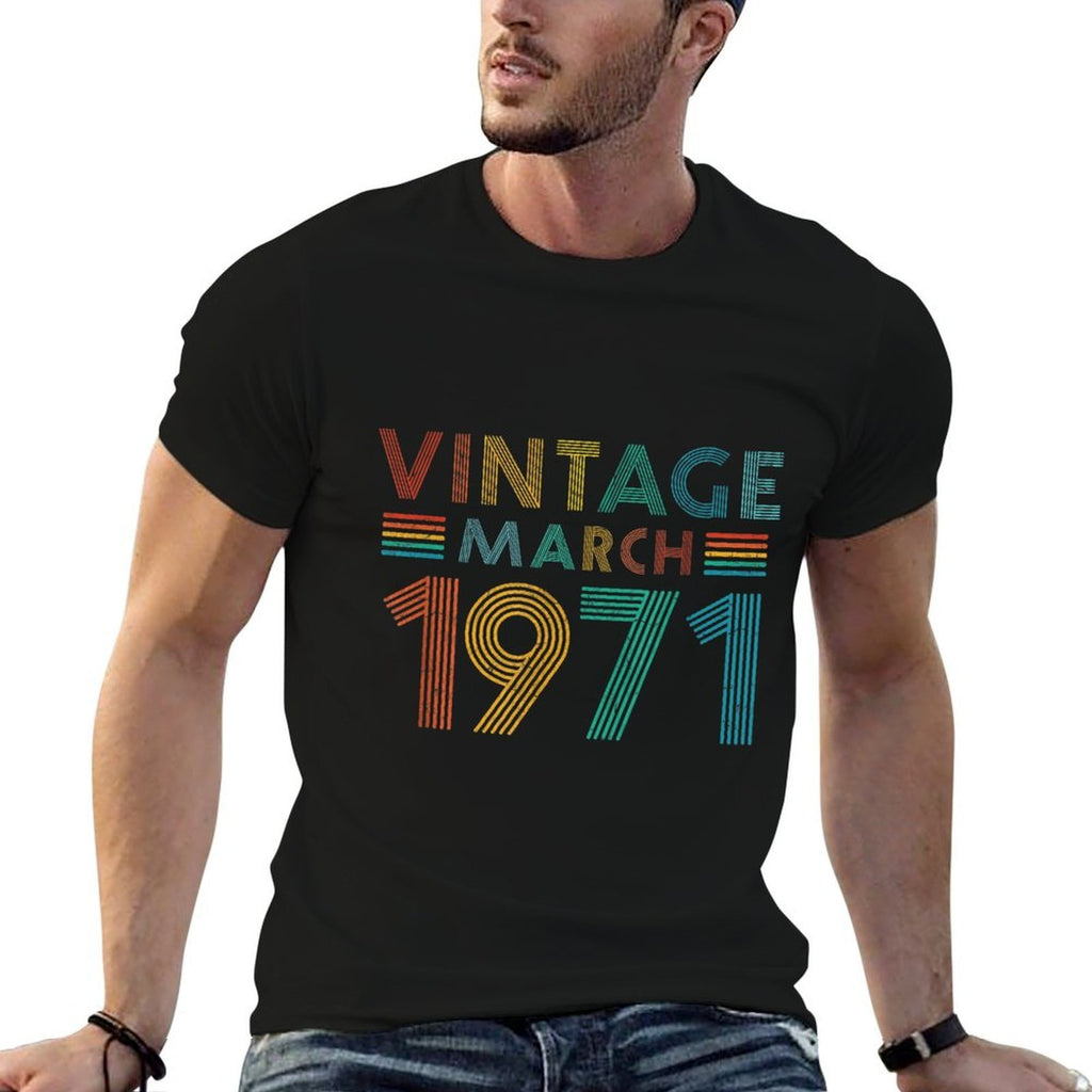 50th Birthday Vintage March 1971 50 Years Old  Polyester Blend T-Shirt