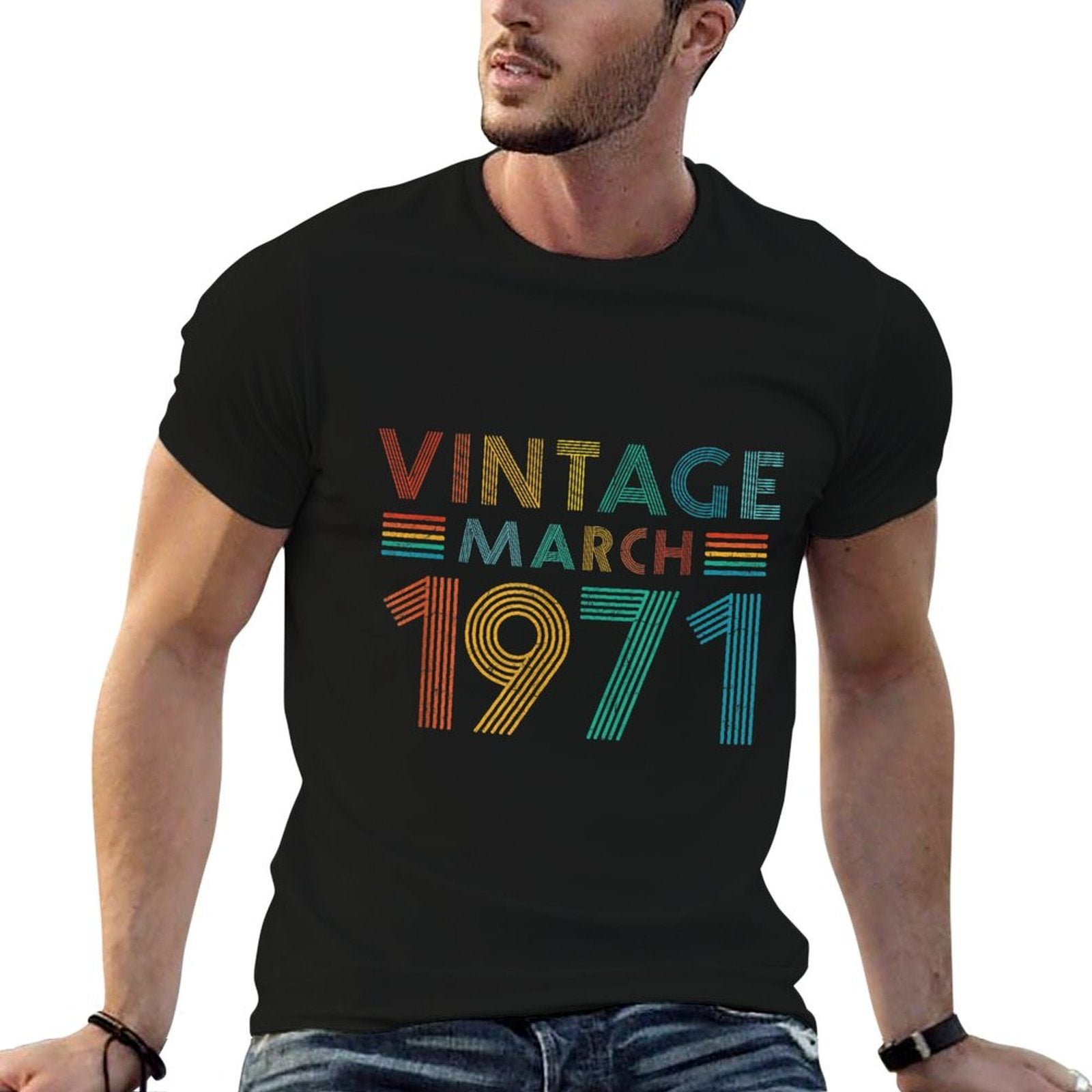 50th Birthday Vintage March 1971 50 Years Old  Polyester Blend T-Shirt