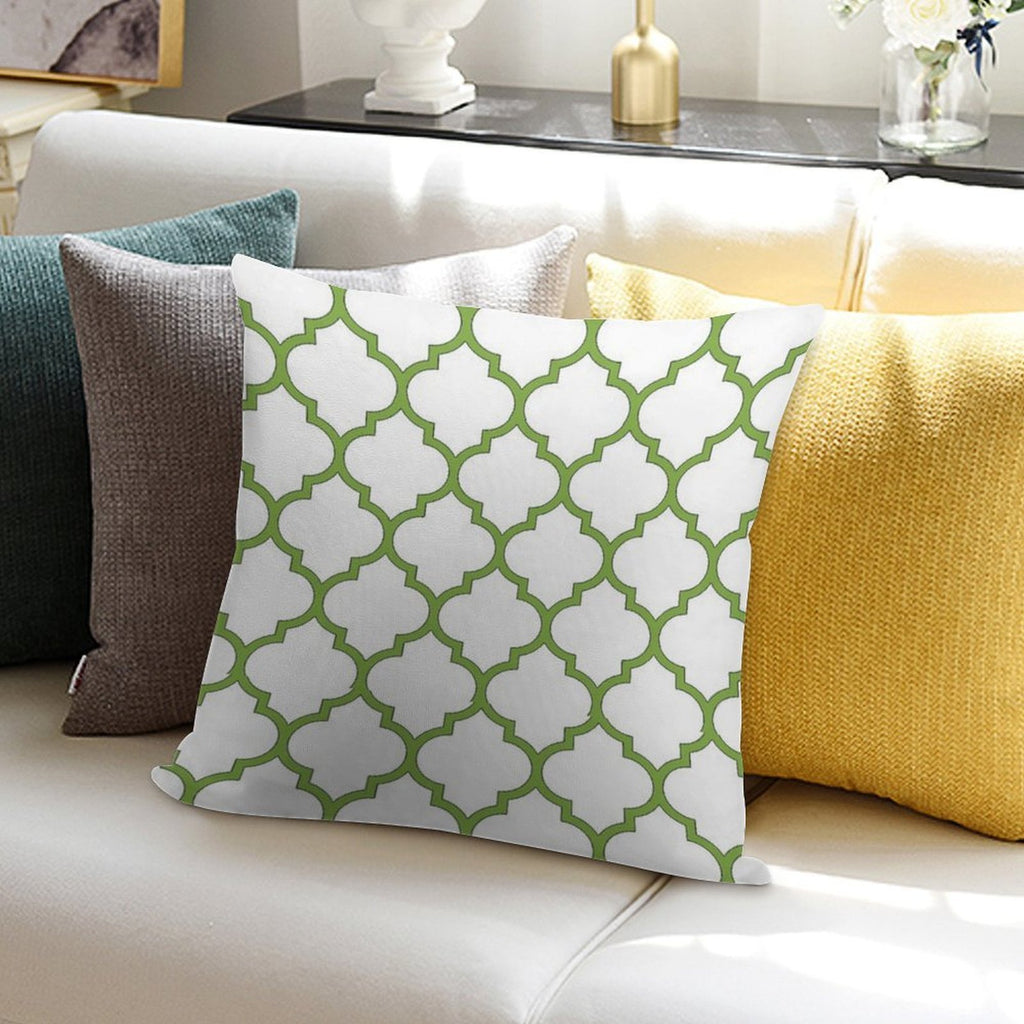 PANTONE COLOUR OF THE YEAR 2017 GREENERY DOMES QUATREFOIL GEOMETRIC PATTERN BY OZCUSHIONSTOO Soft Gift Ready Throw Pillow