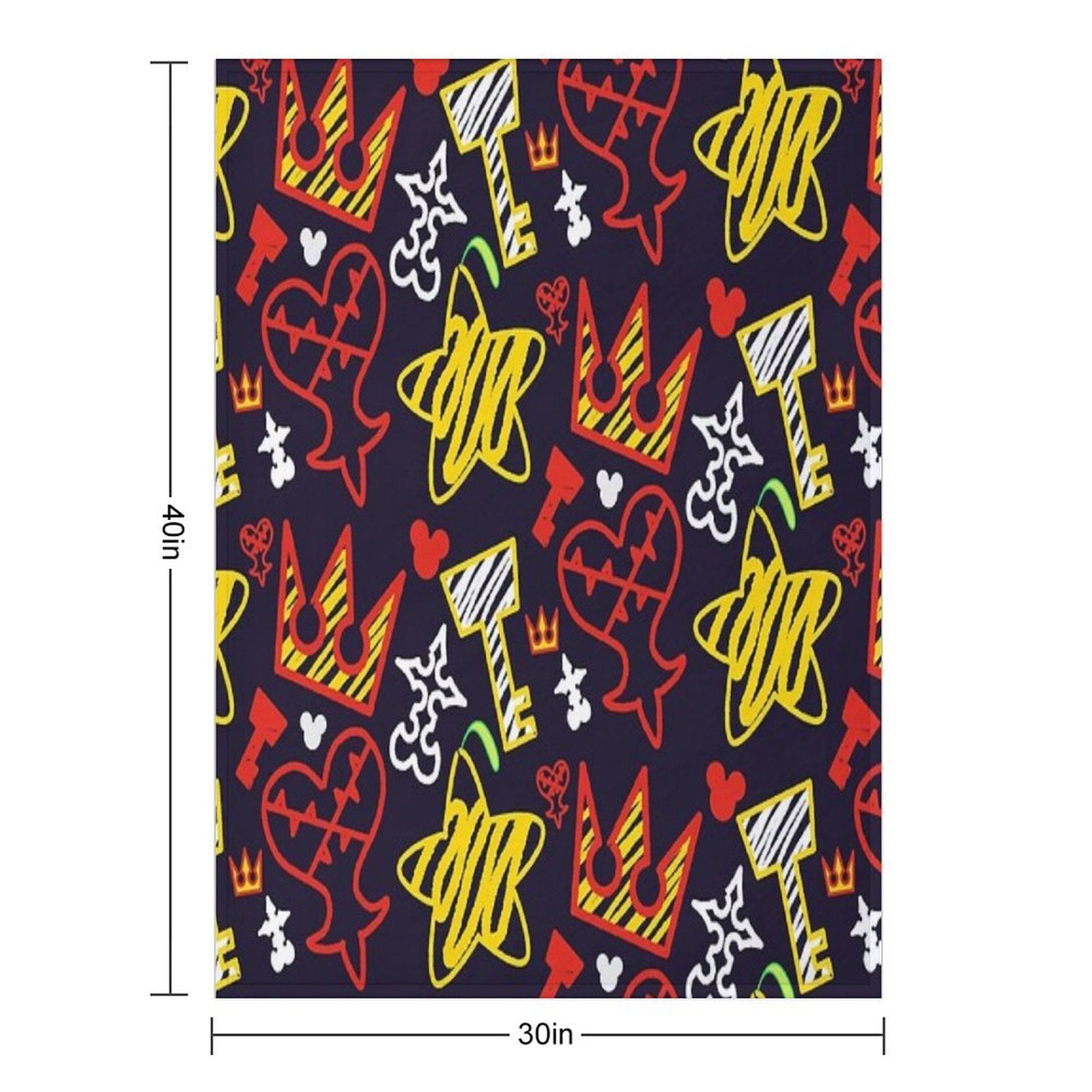 Kingdom Hearts Crayon Style Pattern - Bright Travel-friendly Throw Blanket