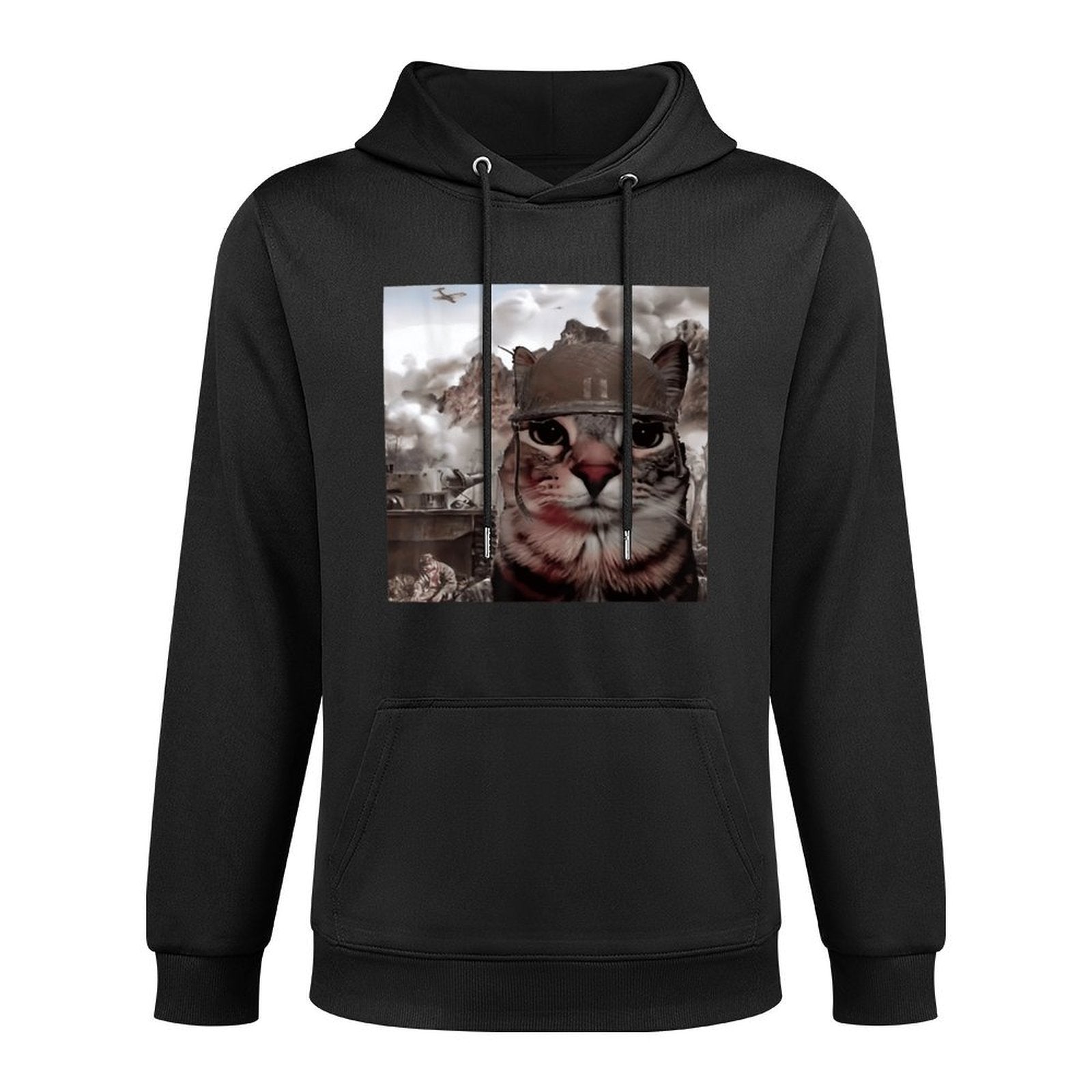 Funny Gen Alpha Meme Soldier Cat Hilarious World War Joke Easy Care Hoodie