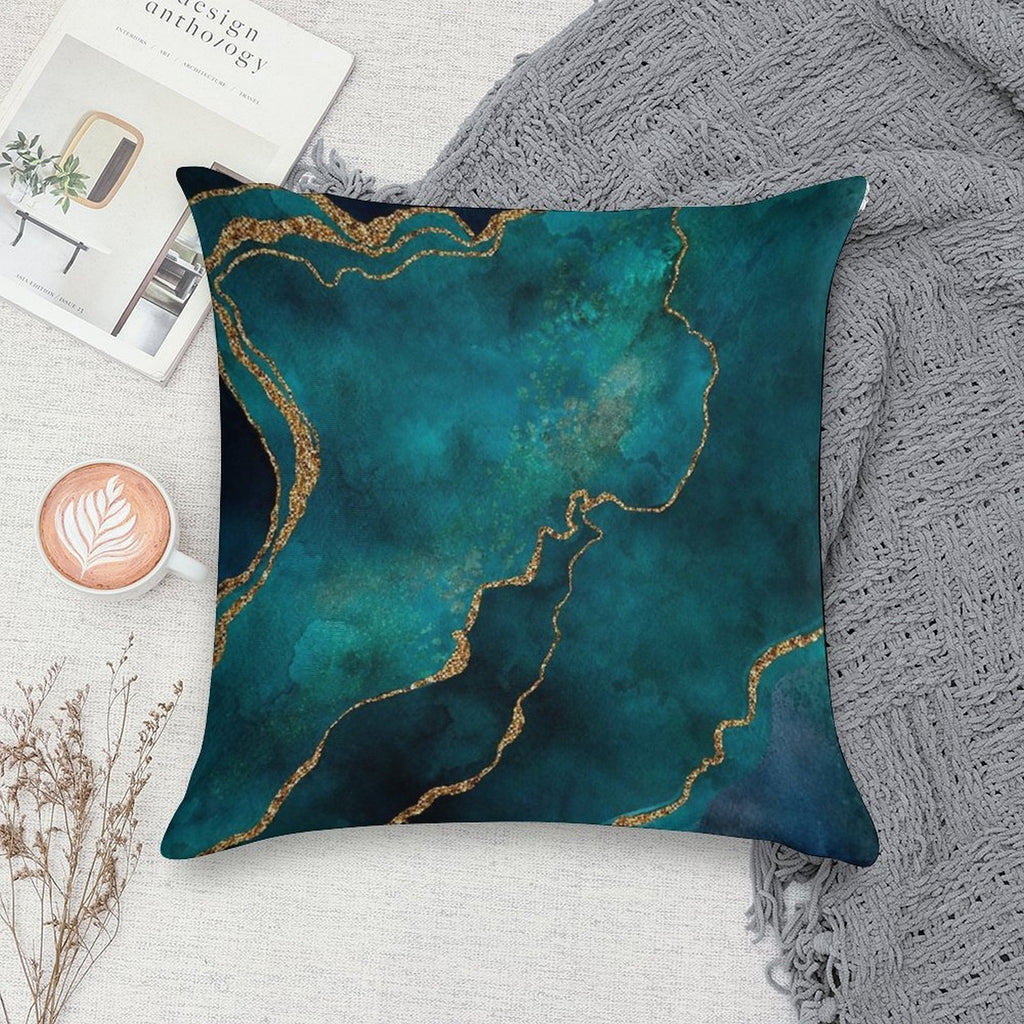 Golden Gemstone Glamour Mineral Soft Shrink-Resistant Throw Pillow