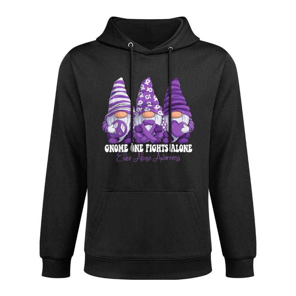 Elder Abuse Awareness Month Purple Ribbon Gnomies Support Casual Wear Hoodie