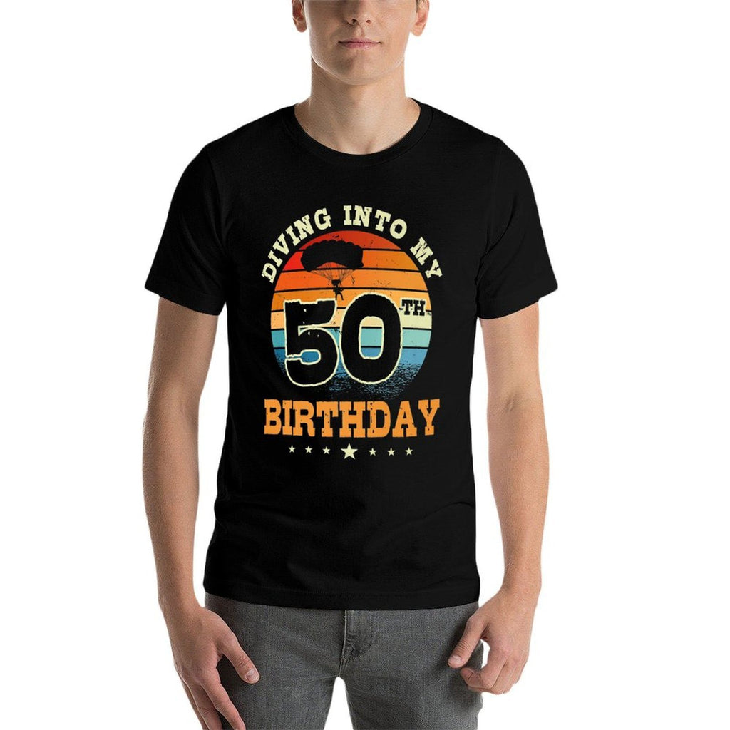 Diving Into My 50th Birthday Sky Diving Parachute Lover Premium  Lightweight T-Shirt