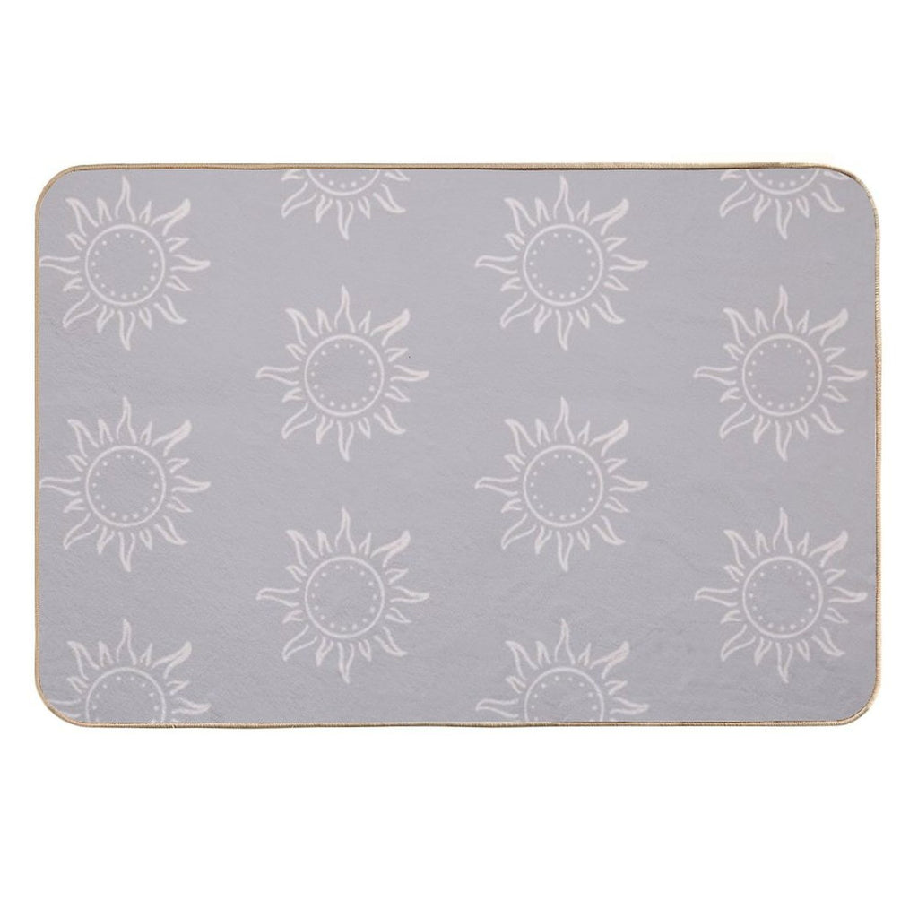 Cute Boho Sun Pattern Bohemian Aesthetic In Muted Colors Blue Gray Durable Bath Mat