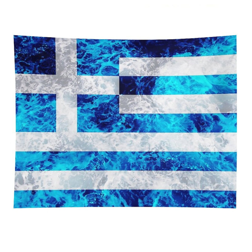 Flag of Greece - Ocean Waves Navy Naval Nautical Sailor Sea Cool Flags Tapestry