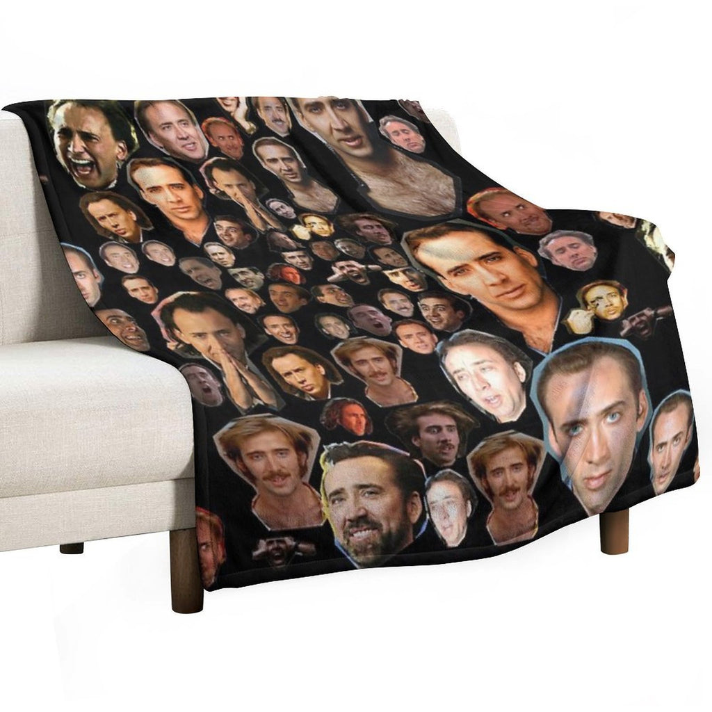 Nicholas Cage Faces Pattern - Nicolas Cage - Nick Cage - Nic Cage Faces Pattern Comfort Throw Blanket