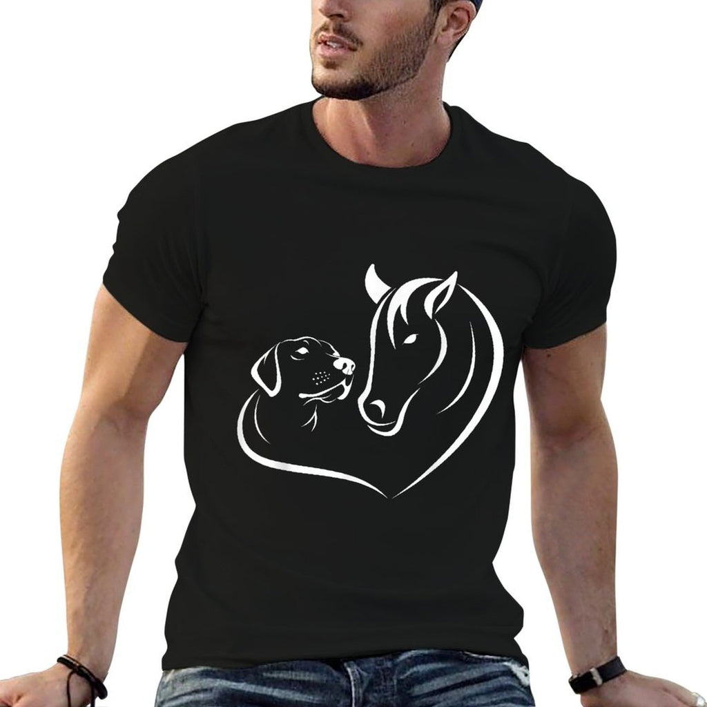 Horse And Dog Women And Men Motif Horse Dog Lover  Moisture-wicking T-Shirt