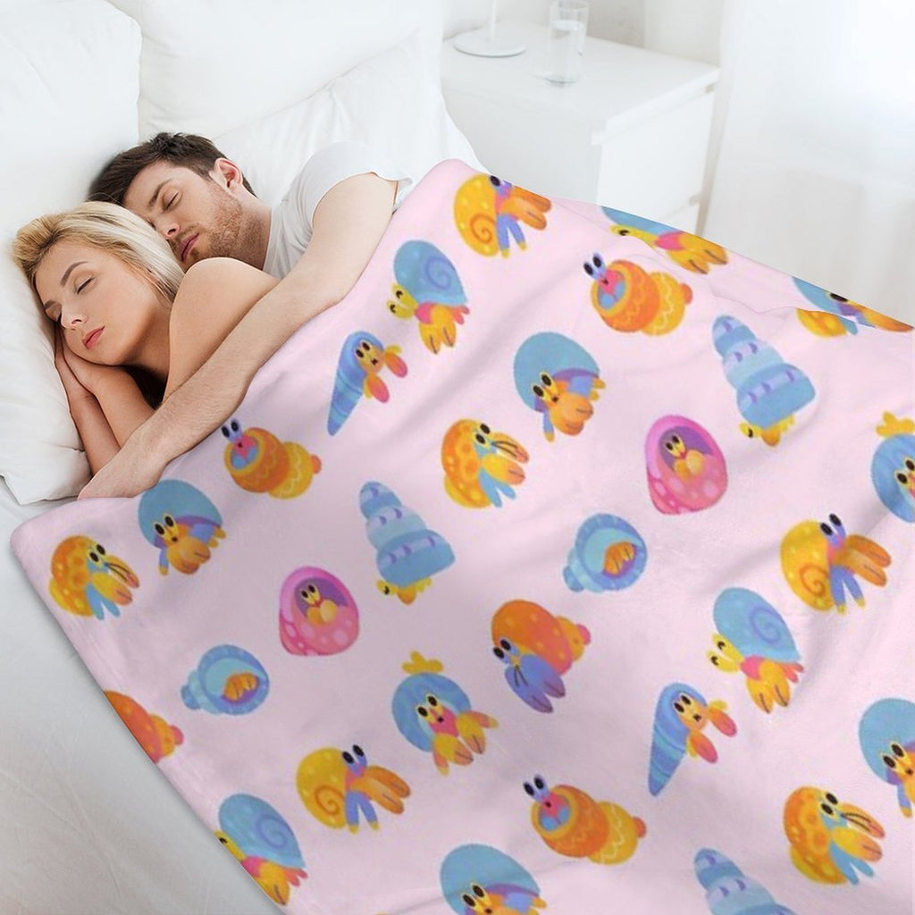Hermit Crab - Pink  Knife Jellyfish Easy Care Throw Blanket