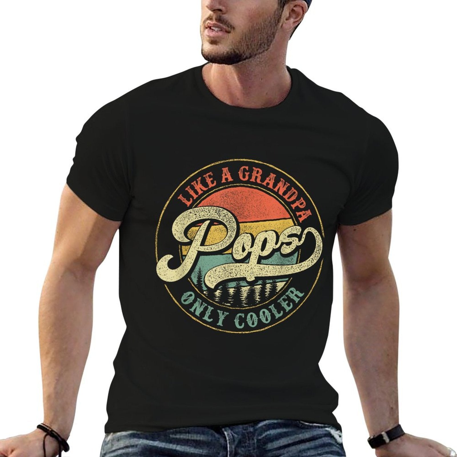 Pops Like A Grandpa Only Cooler Retro Gift Pops Dad Grandpa  Durable T-Shirt