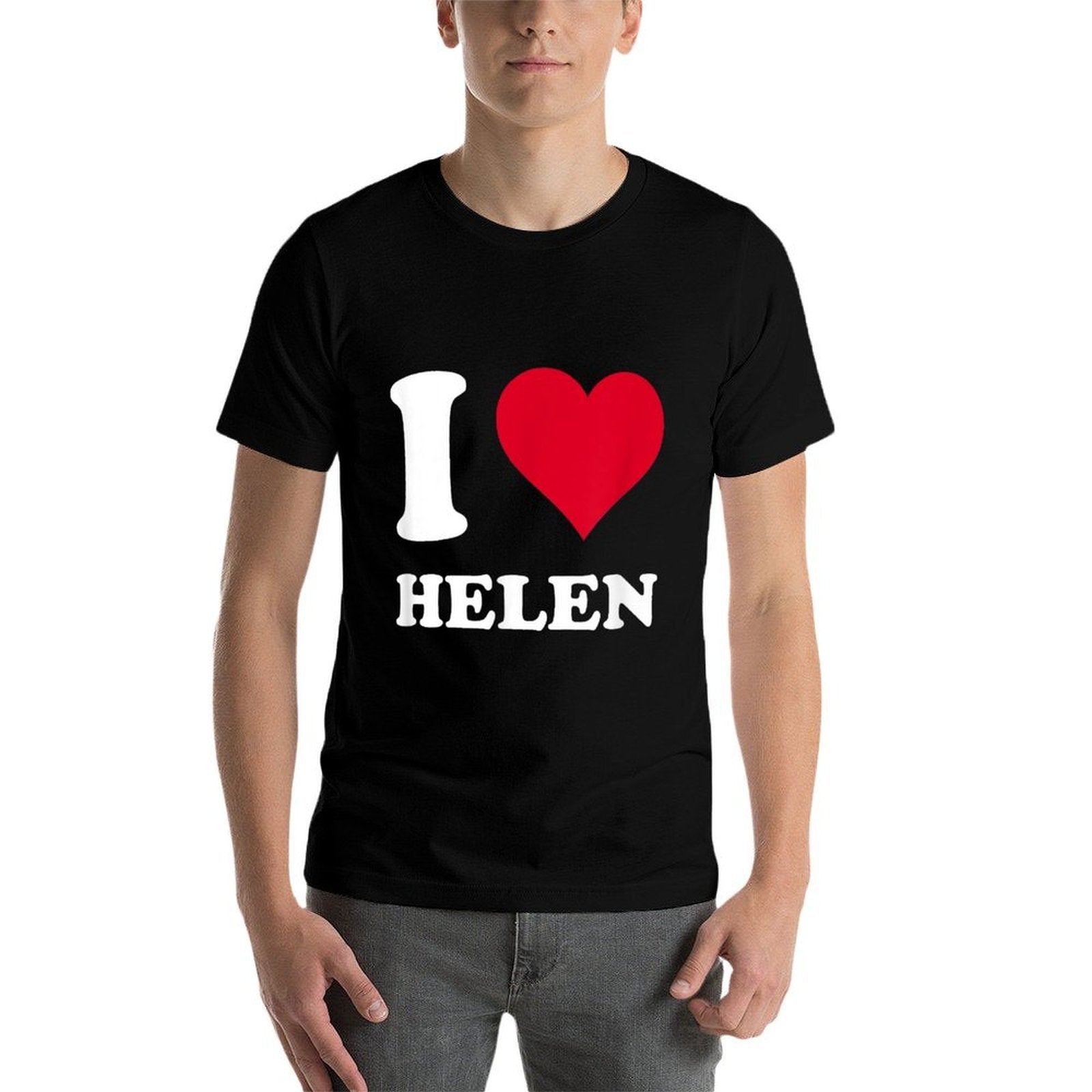 Red Heart I Love Helen  Oversized Silhouette T-Shirt