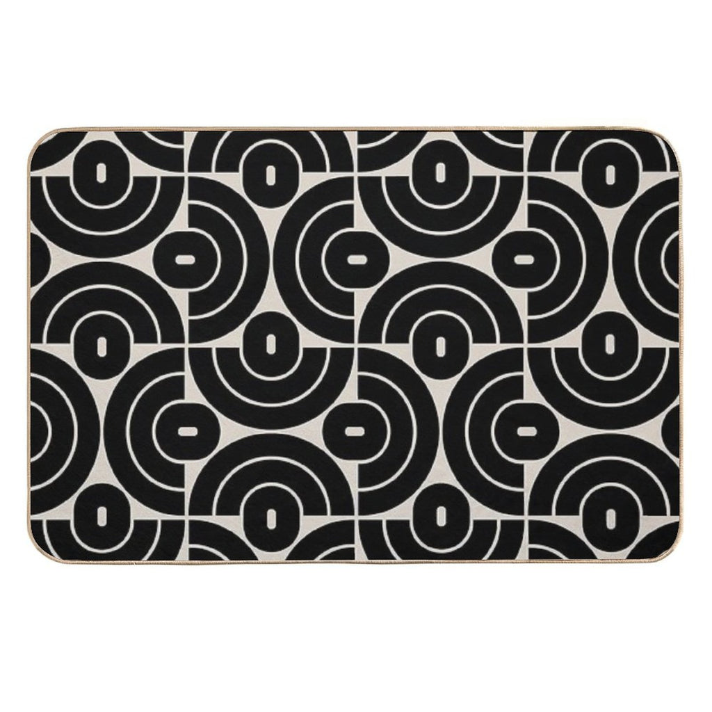 Retro 70s Mid Mod Geometric Pattern  Absorbent Bath Mat