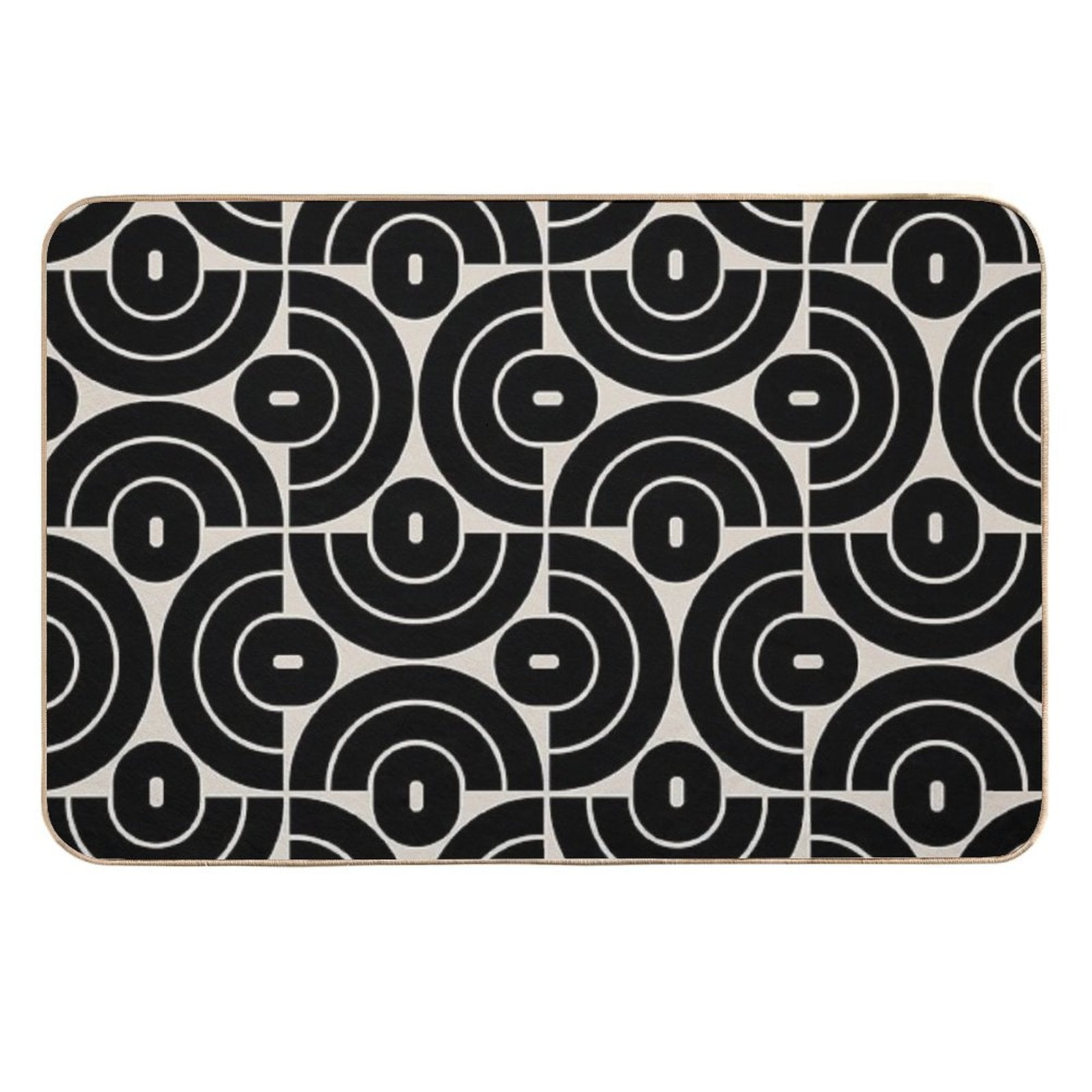Retro 70s Mid Mod Geometric Pattern  Absorbent Bath Mat