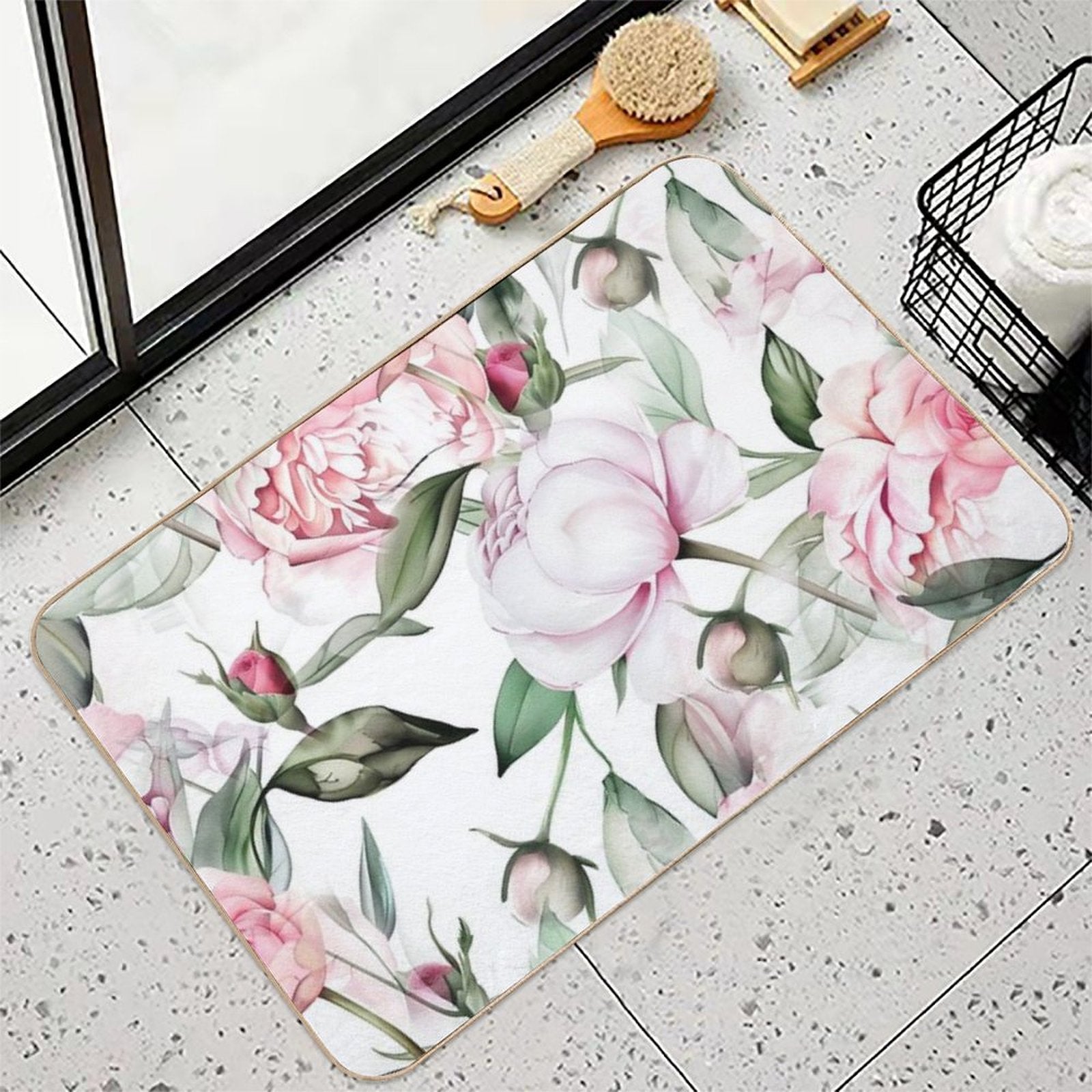 Roses Flowers Nature #pattern #nature  Easy Maintenance Bath Mat