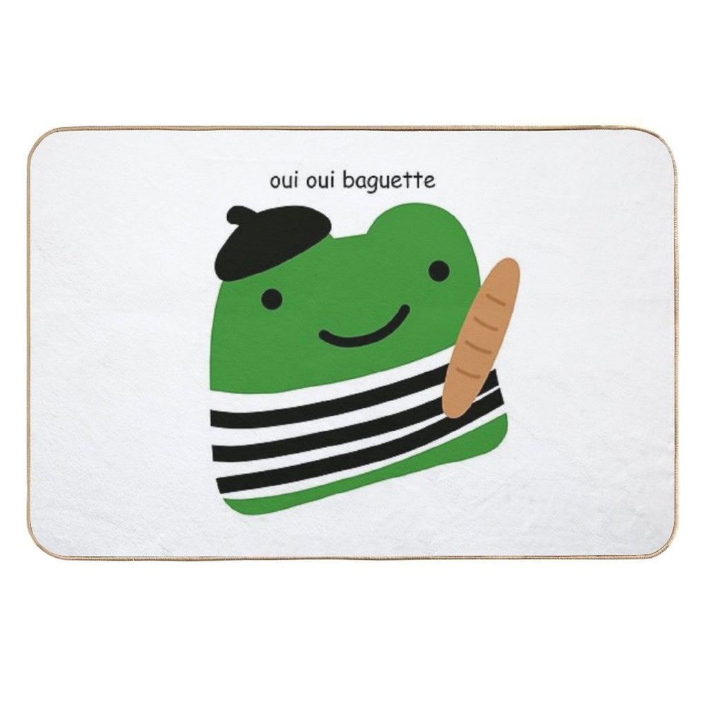 Oui Oui Baguette French Frog  Stain-Proof Bath Mat