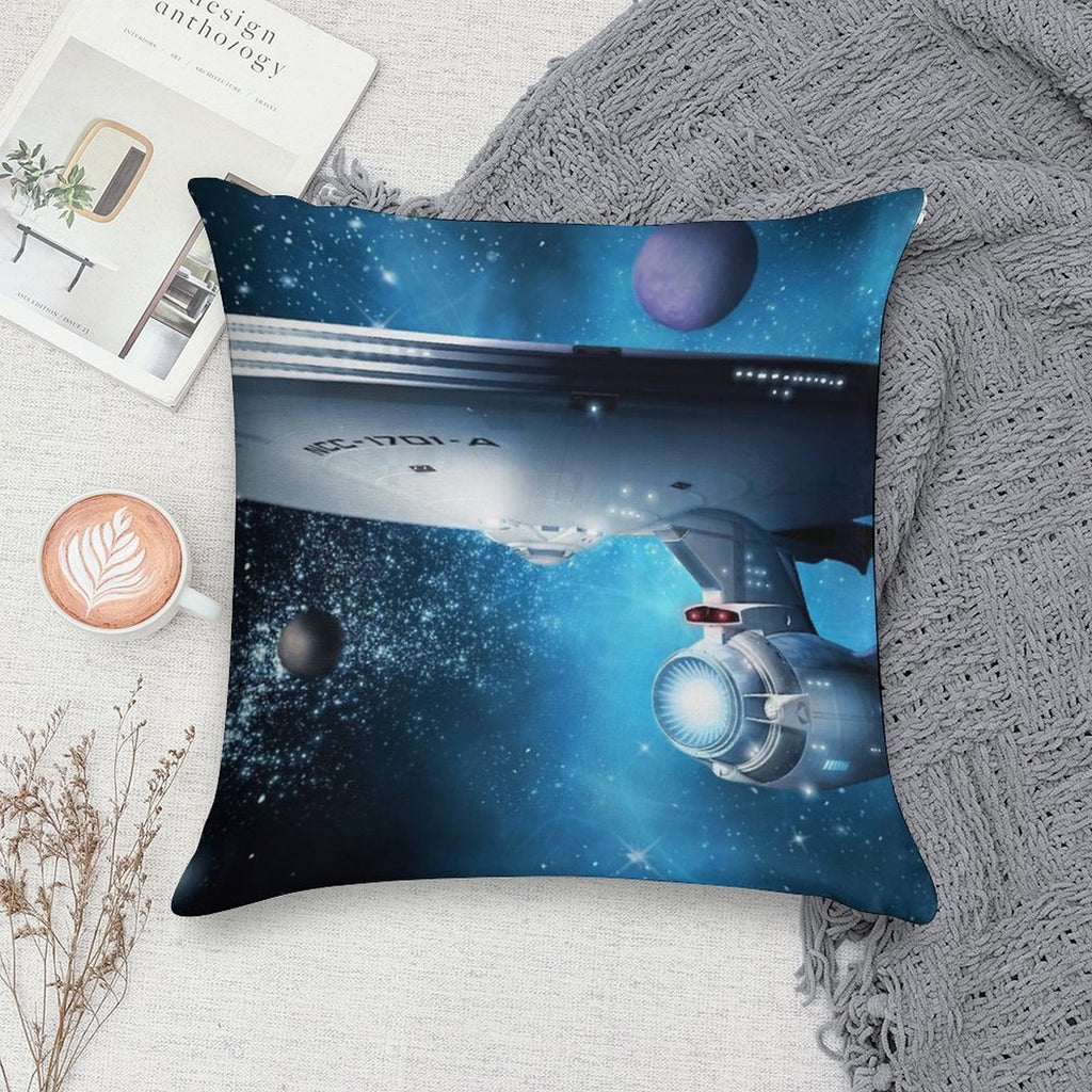 Enterprise A - Where Silence Has Lease Soft Short Plush Fabric Throw Pillow