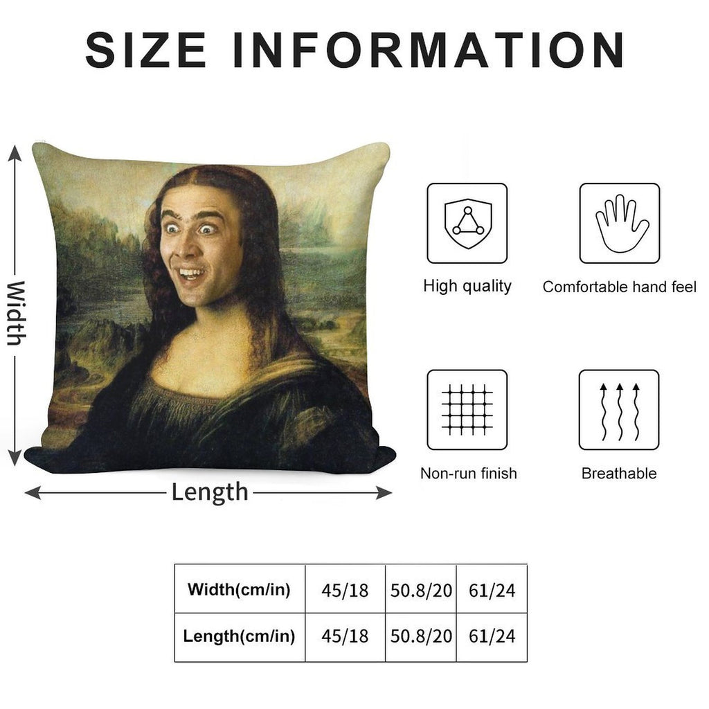 Nicolas Cage As The Mona Lisa Soft Home Decor Throw Pillow