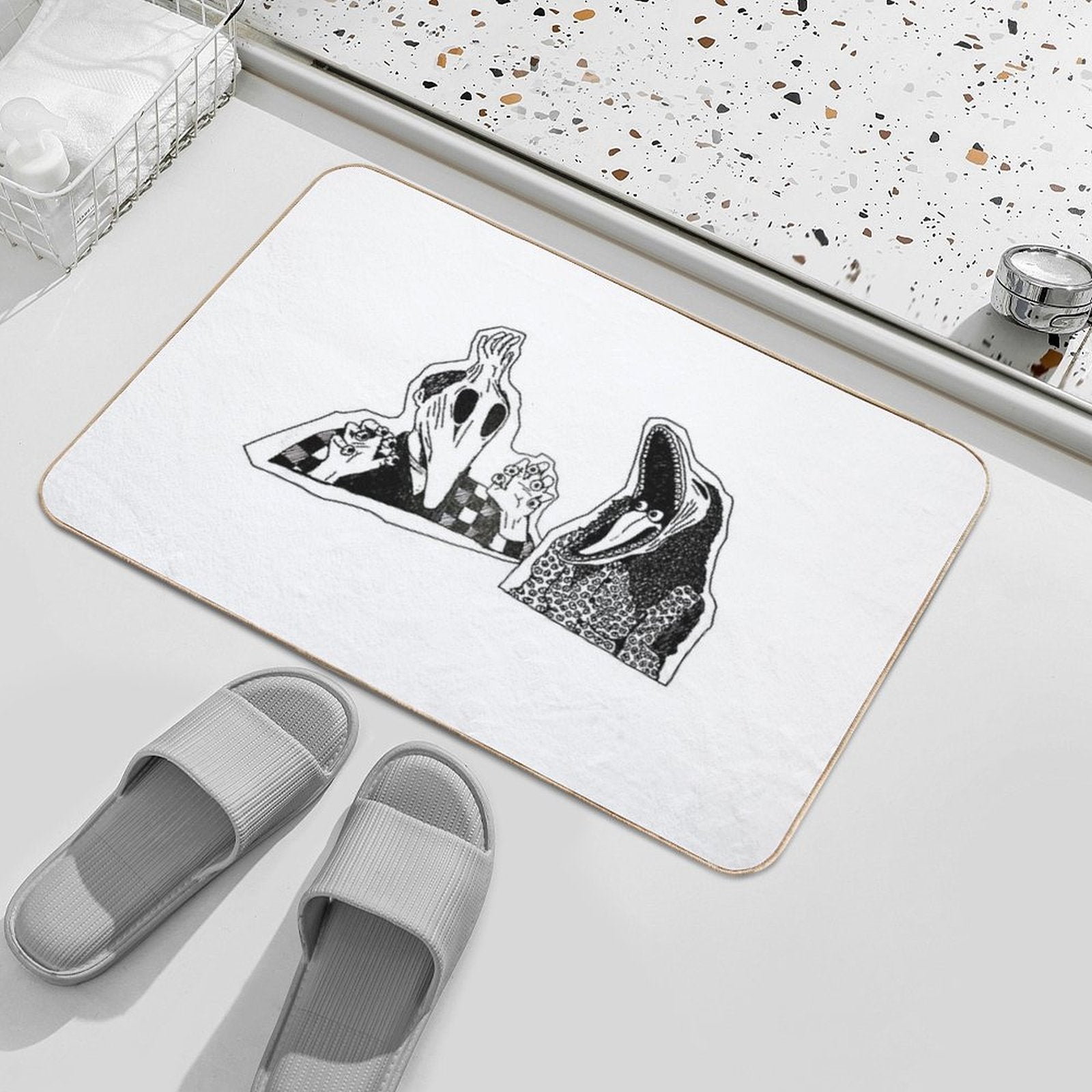 Adam & Barbara Monster Couple Beetle Juice Inspired Halloween 80's Goth Cult Film  Slip-Resistant Bath Mat
