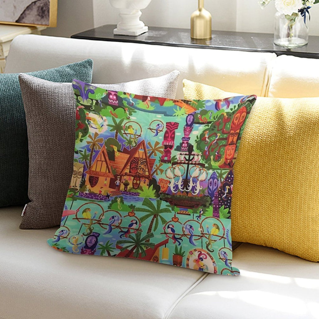 The ORIGINAL Enchanted Tiki Room Collage Soft Durable Construction Throw Pillow