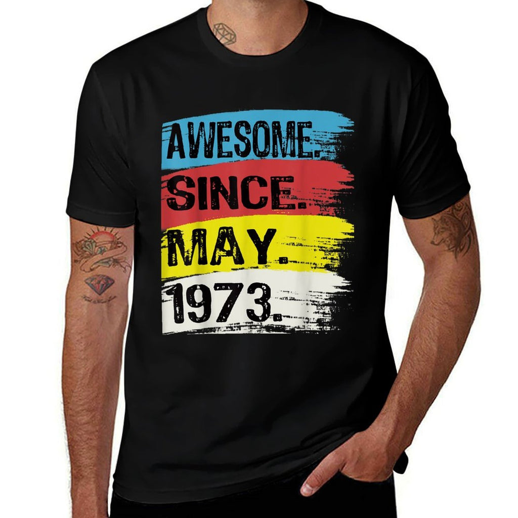 Awesome Since May 1973 Gemini Man Taurus Girl 50th Birthday  Oversized Silhouette T-Shirt