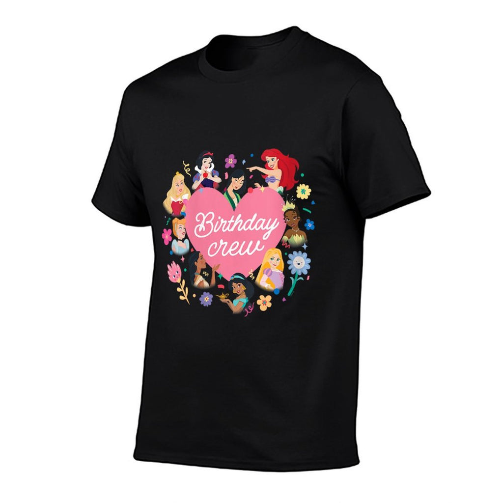 Disney Princess Heart Flowers Friends & Family Birthday Crew  Rolled Sleeves T-Shirt