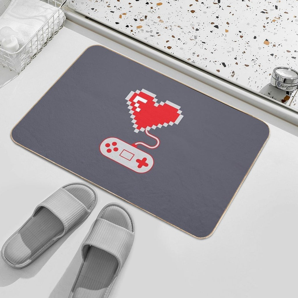 8 Bit Gamer Heart  Long-Lasting Bath Mat