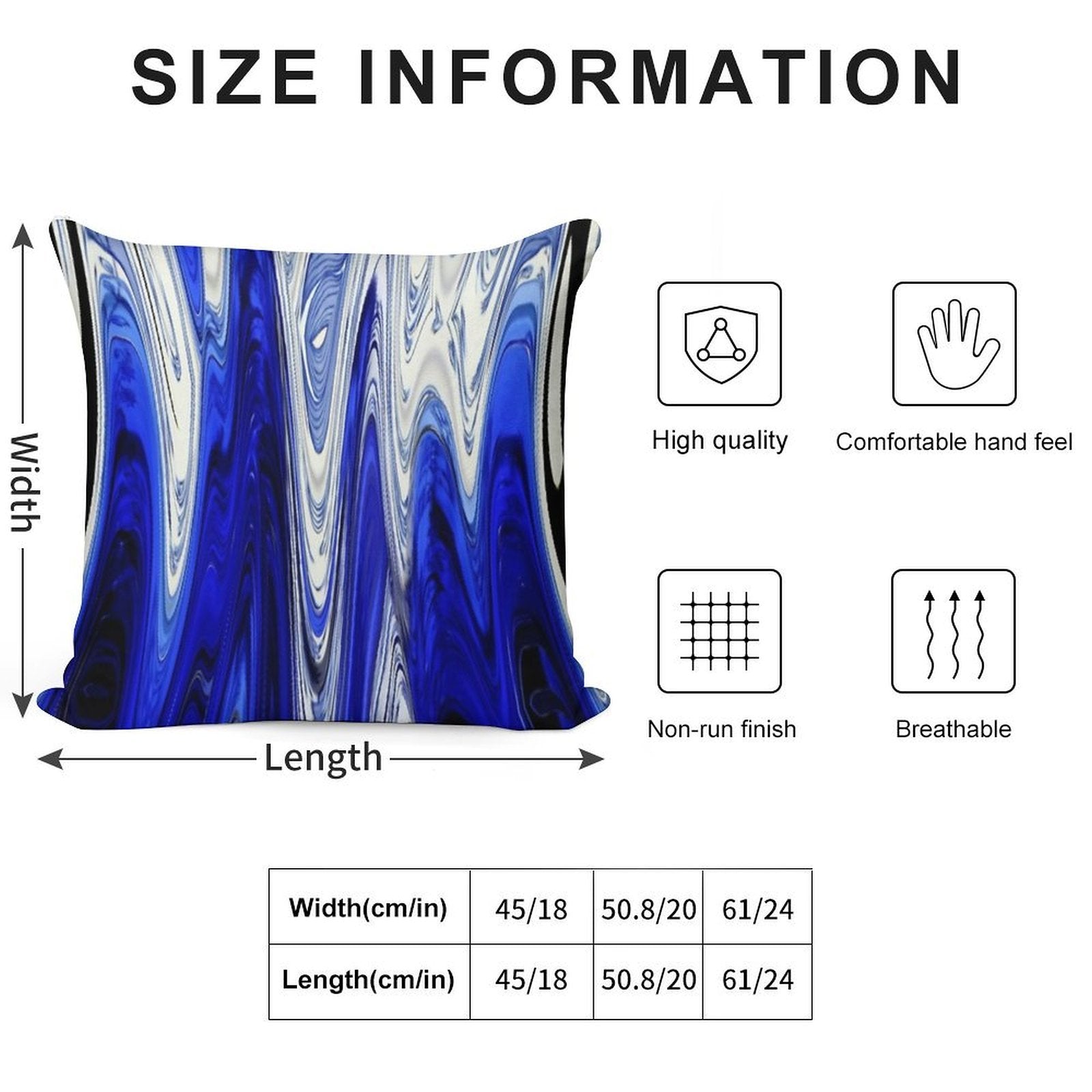 Zigzag Cobalt Blue Soft Skin-Friendly Throw Pillow