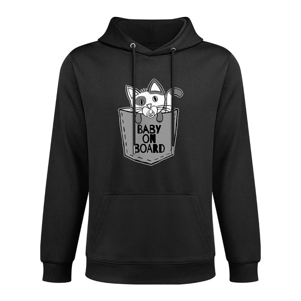 Cute Stray Cat Baby on Board Cat Pocket for Cat Lovers Moisture-Wicking Hoodie
