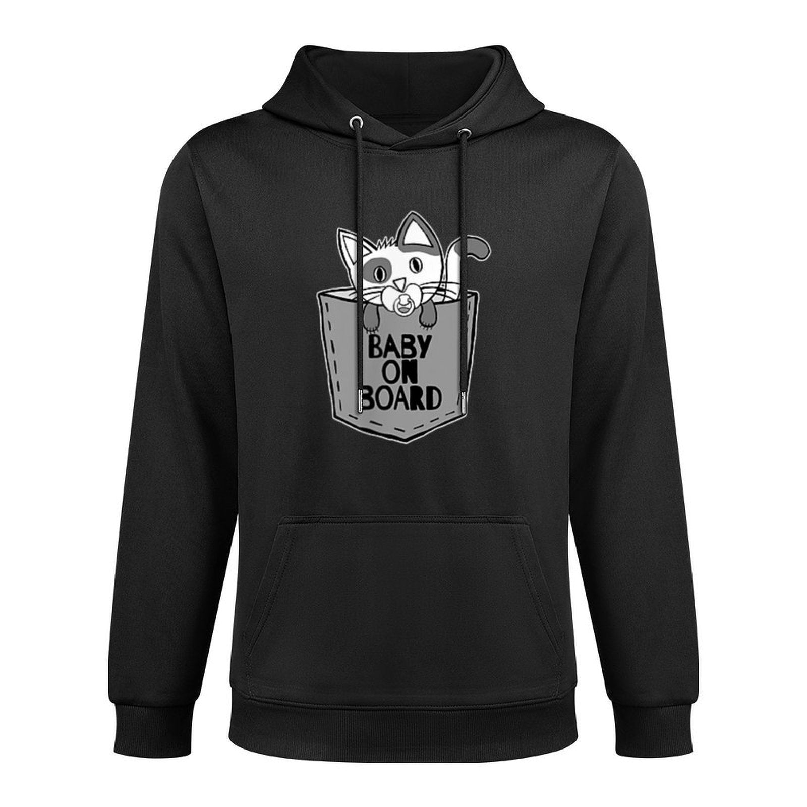 Cute Stray Cat Baby on Board Cat Pocket for Cat Lovers Moisture-Wicking Hoodie